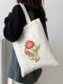 Floral Graphic Shopper Bag Casual Canvas