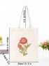 Floral Graphic Shopper Bag Casual Canvas