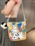 Medium Square Bag Cartoon Print Double Handle Cute Style