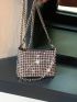 Mini Square Bag Rhinestone Decor Chain Strap Glamorous, Perfect Bride Purse For Wedding, Prom & Party Events