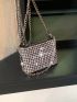 Mini Square Bag Rhinestone Decor Chain Strap Glamorous, Perfect Bride Purse For Wedding, Prom & Party Events