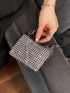 Mini Square Bag Rhinestone Decor Chain Strap Glamorous, Perfect Bride Purse For Wedding, Prom & Party Events