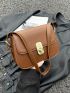 Small Shoulder Bag Solid Color Twist Lock