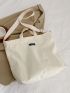 Letter Patch Decor Tote Bag Double Handle Casual Style