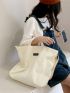 Letter Patch Decor Tote Bag Double Handle Casual Style