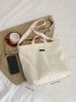 Letter Patch Decor Tote Bag Double Handle Casual Style