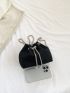 Mini Bucket Bag Crocodile Embossed Faux Pearl Detail Chain Strap