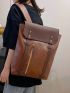 Large Capacity Flap Backpack Vintage Brown Design