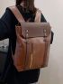 Large Capacity Flap Backpack Vintage Brown Design