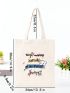 Letter Graphic Shopper Bag Casual Canvas