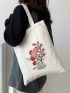 Floral Graphic Shopper Bag Casual Canvas