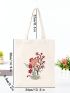 Floral Graphic Shopper Bag Casual Canvas