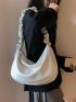 Minimalist Ruched Strap Hobo Bag Fashion White Large Capacity