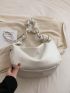 Minimalist Ruched Strap Hobo Bag Fashion White Large Capacity