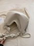 Minimalist Ruched Strap Hobo Bag Fashion White Large Capacity