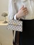 Mini Square Bag Geometric Pattern Twist Lock Top Handle