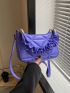 Small Shoulder Bag Embossed Design Solid Color Ruched Handle