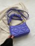 Small Shoulder Bag Embossed Design Solid Color Ruched Handle