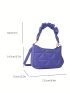 Small Shoulder Bag Embossed Design Solid Color Ruched Handle