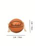 Mini Circle Bag Letter Print Chain Strap Basketball Design