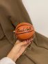 Mini Circle Bag Letter Print Chain Strap Basketball Design