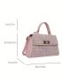 Mini Square Bag Colorblock Tweed Twist Lock Top Handle