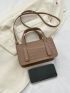 Mini Crocodile Embossed Square Bag Double Handle