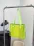 Minimalist Square Bag Double Handle Neon Green Funky