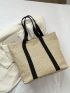 Color Block Straw Bag Double Handle Vacation