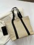 Color Block Straw Bag Double Handle Vacation