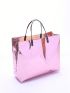 Minimalist Square Bag Medium Double Handle Metallic Funky