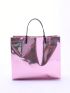 Minimalist Square Bag Medium Double Handle Metallic Funky