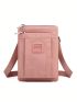 Mini Letter Patch Decor Square Bag Zipper Pink