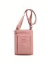 Mini Letter Patch Decor Square Bag Zipper Pink