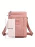 Mini Letter Patch Decor Square Bag Zipper Pink