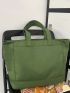 Letter Graphic Shopper Bag Oversized Green Polyester