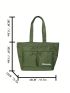 Letter Graphic Shopper Bag Oversized Green Polyester