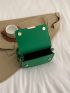 Mini Snakeskin Print Square Bag Green Fashionable Flap Top Handle