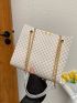 All Over Print Square Bag Beige Elegant Chain Strap For Daily