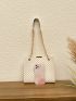 All Over Print Square Bag Beige Elegant Chain Strap For Daily