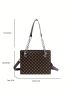 Mini All Over Print Square Bag Brown Elegant Chain Strap For Work