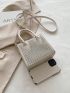 Mini Square Bag Studded Decor Zipper Double Handle PU Fashionable