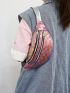 Medium Zipper Fanny Pack Funky Plaid Pattern Adjustable-strap