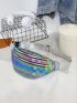 Medium Zipper Fanny Pack Funky Colorblock Plaid Pattern Adjustable-strap