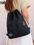 Simple Casual Classic Black Drawstring Backpack