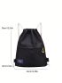 Simple Casual Classic Black Drawstring Backpack