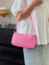 Metallic Baguette Bag Zipper Glamorous Medium Pink