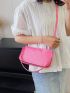 Metallic Baguette Bag Zipper Glamorous Medium Pink