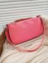 Metallic Baguette Bag Zipper Glamorous Medium Pink