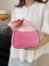 Metallic Baguette Bag Zipper Glamorous Medium Pink